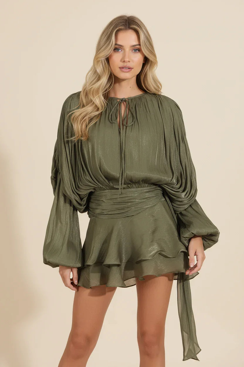 Celeste - Women's Mini Dress with Ruffle Trim - photo 7