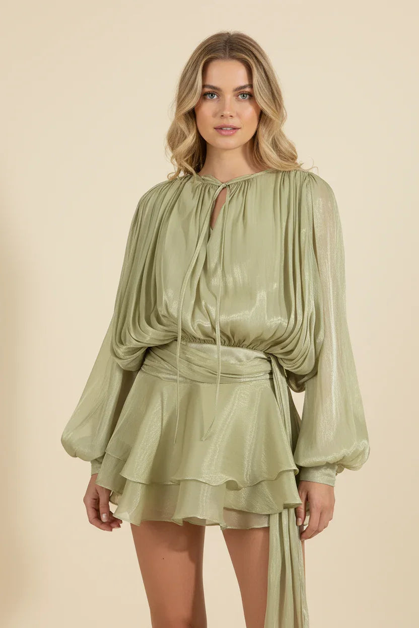 Celeste - Women's Mini Dress with Ruffle Trim - photo 8