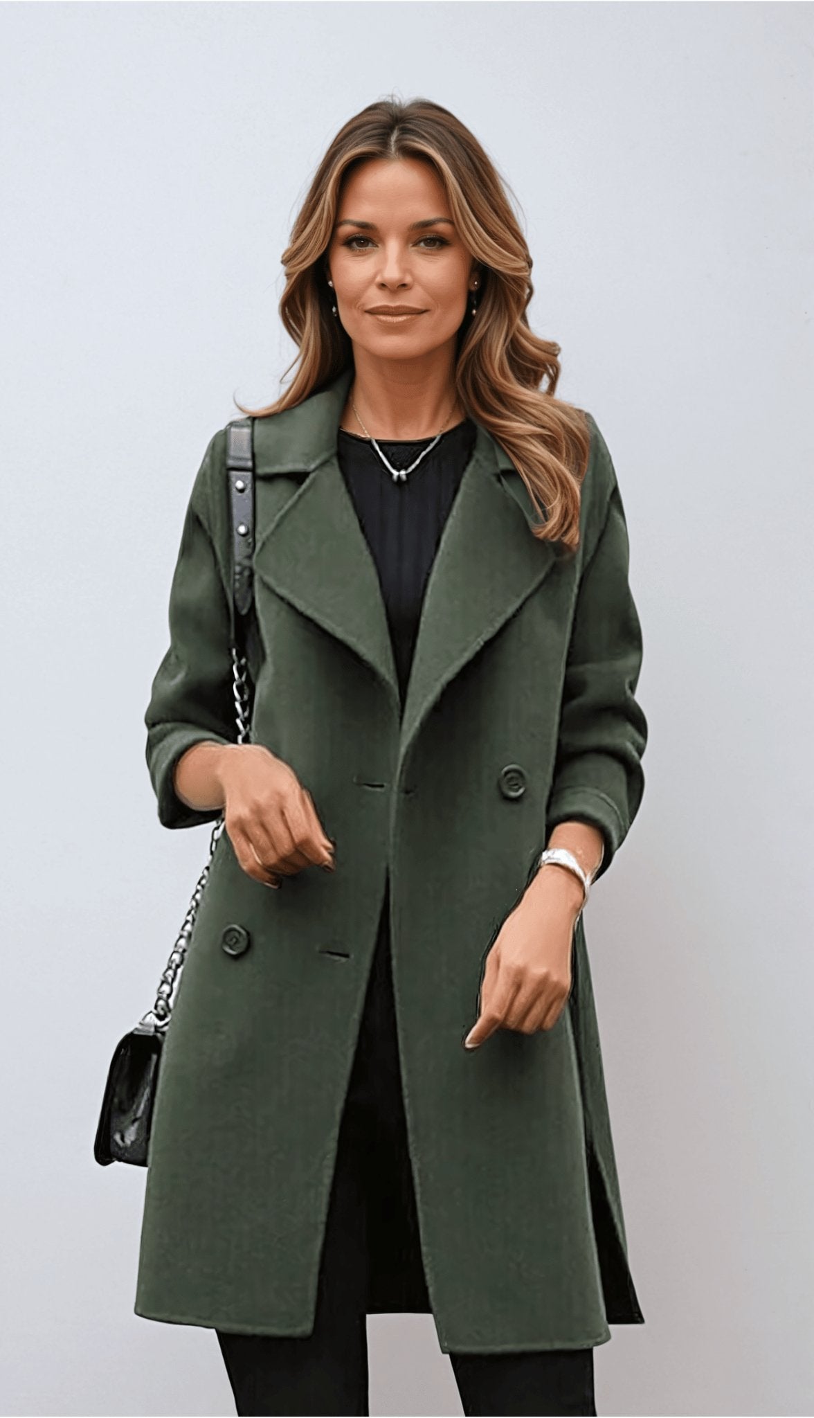 Quinn - Women's Double-Breasted Long Coat