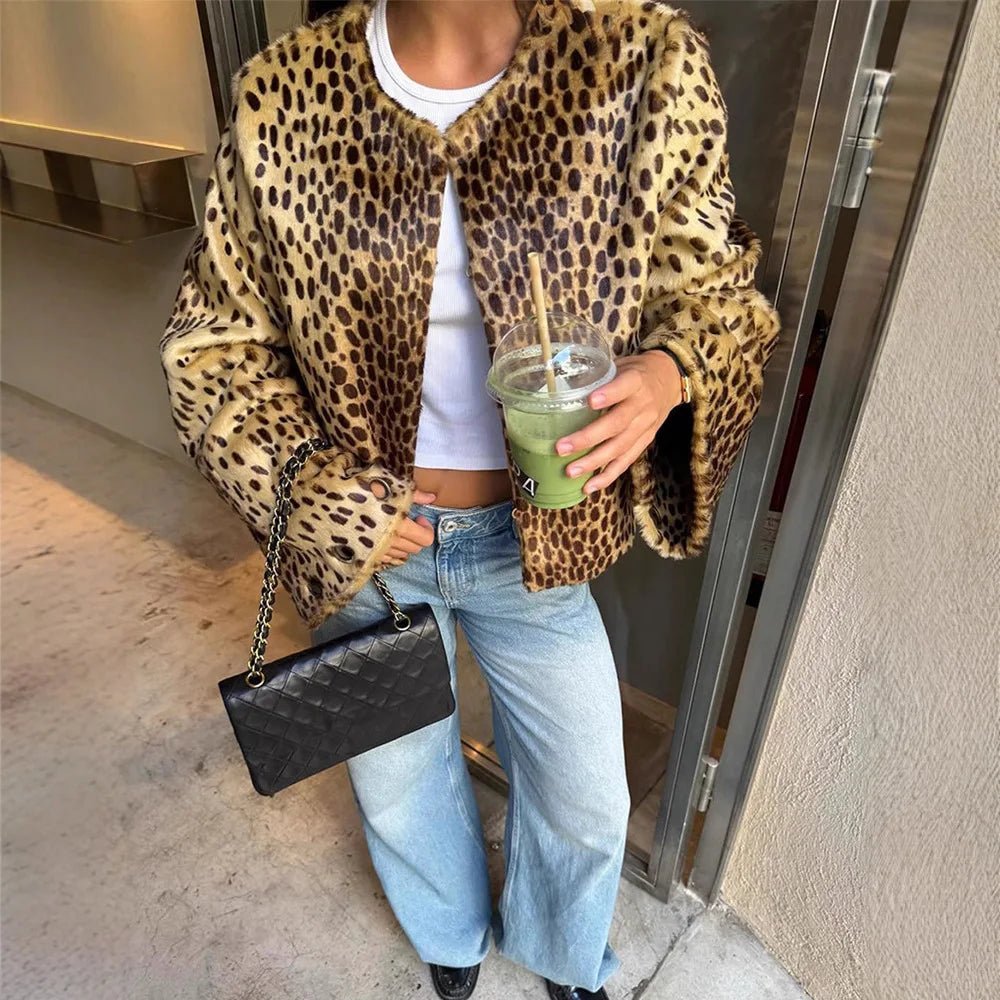 Clover - Women's Relaxed Jacket in Leopard Print with Button Front - photo 1