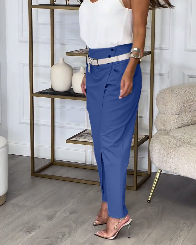 Bree - Women's Patchwork Pants with Belt