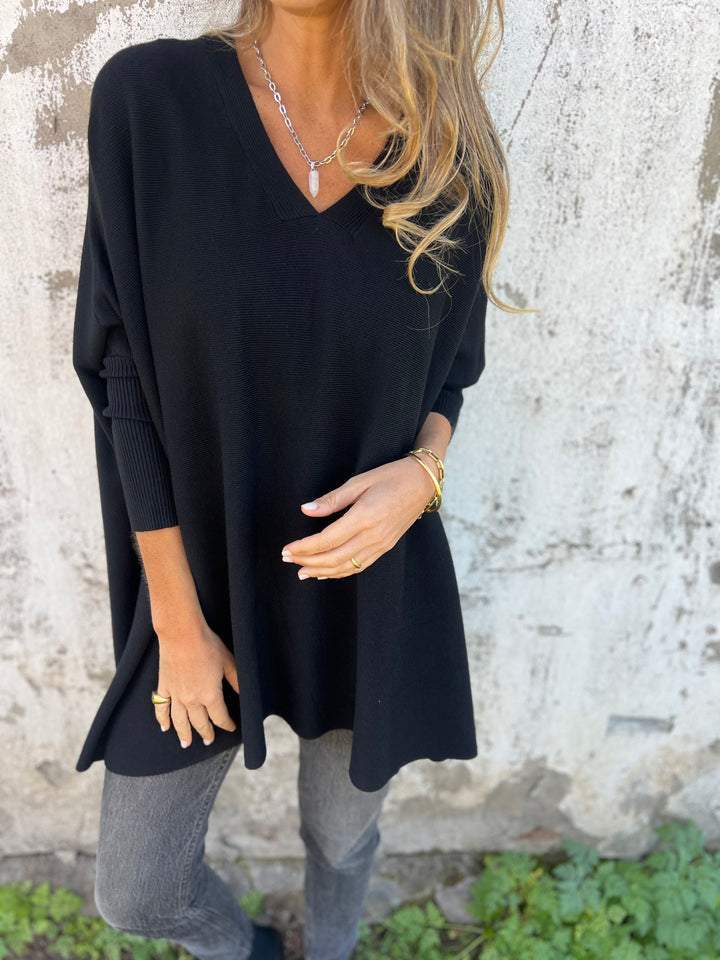 Cora - Women's Oversized V-neck Tunic Sweater - photo 1