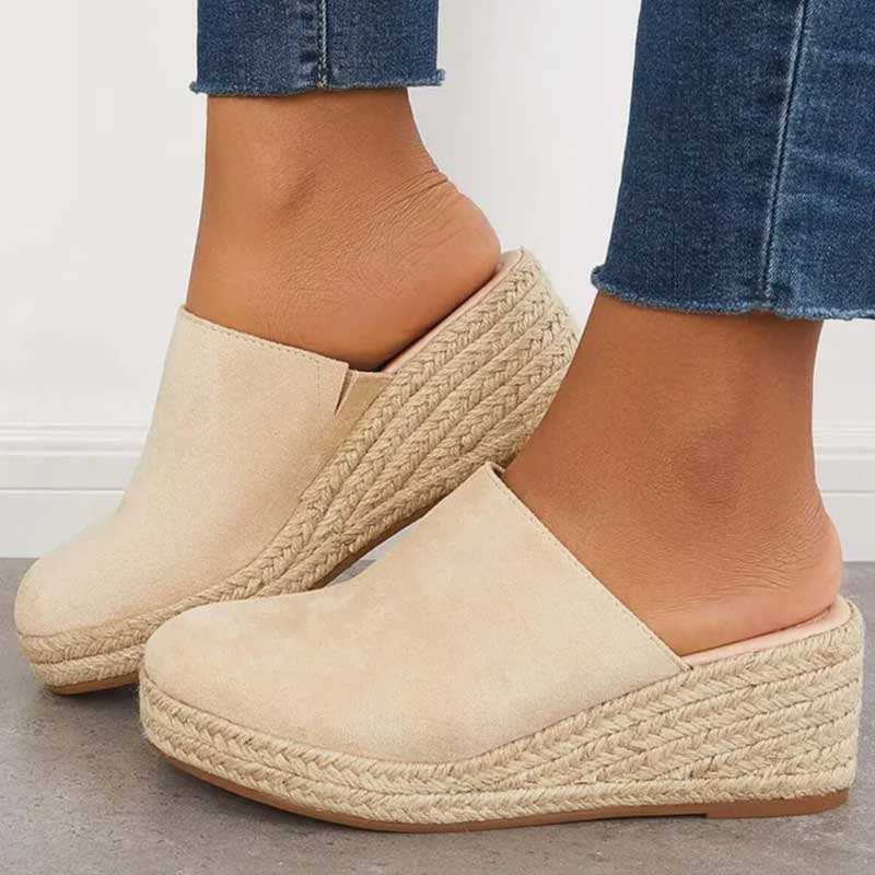 Justine - Women's Wedge Mules in Faux Suede