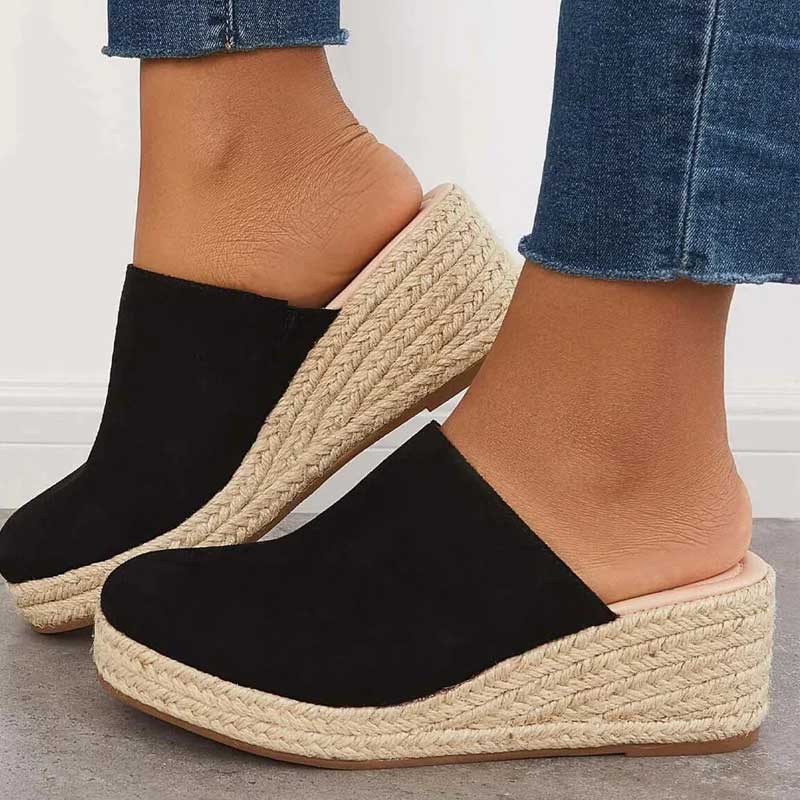 Justine - Women's Wedge Mules in Faux Suede