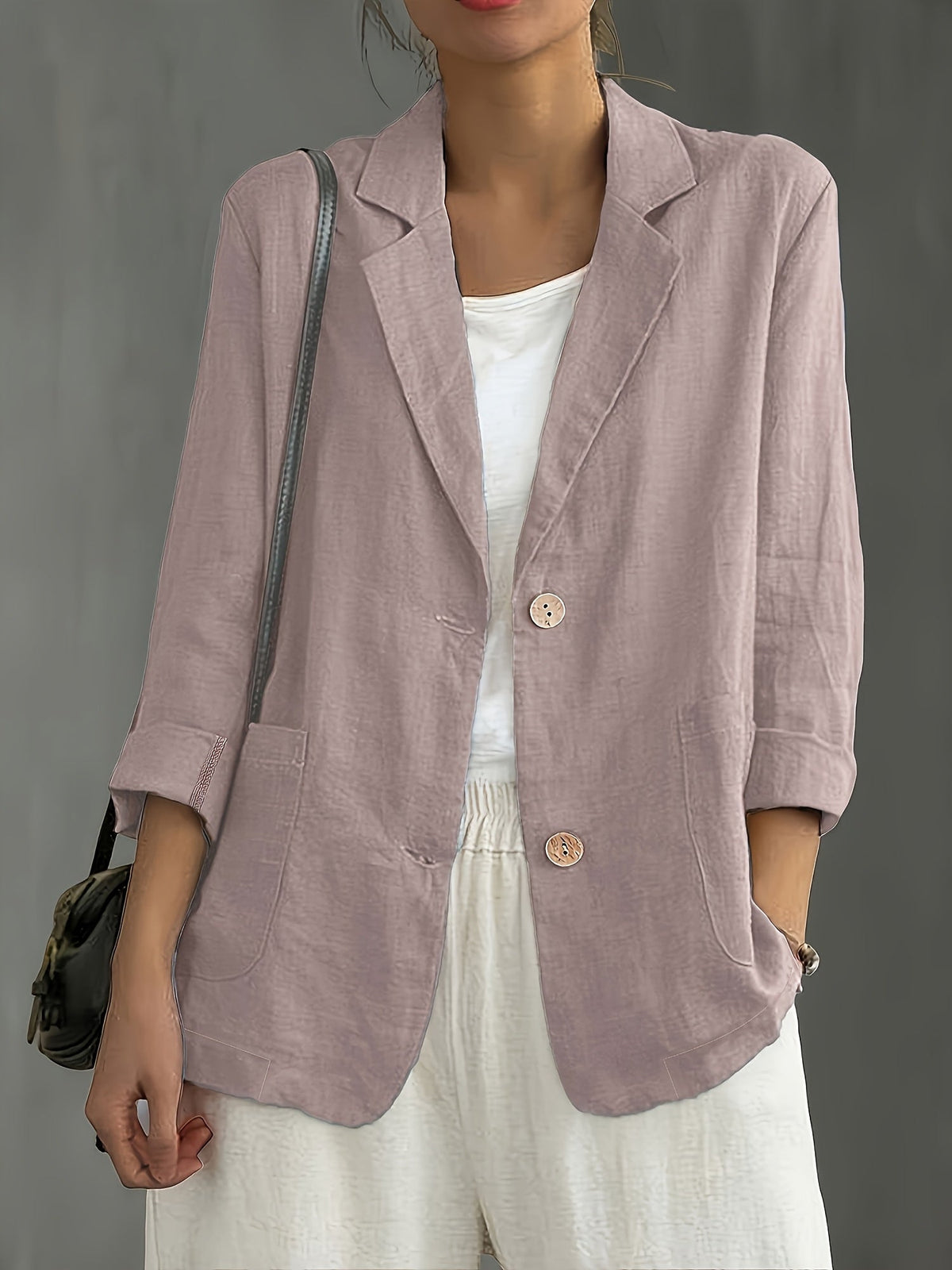 Women's Two-Button Blazer with Roll-Up Sleeves