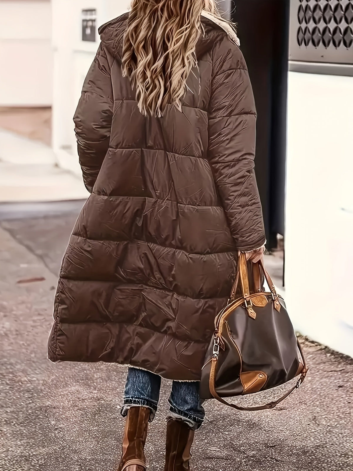 Women's Long Open Coat with Teddy Lining