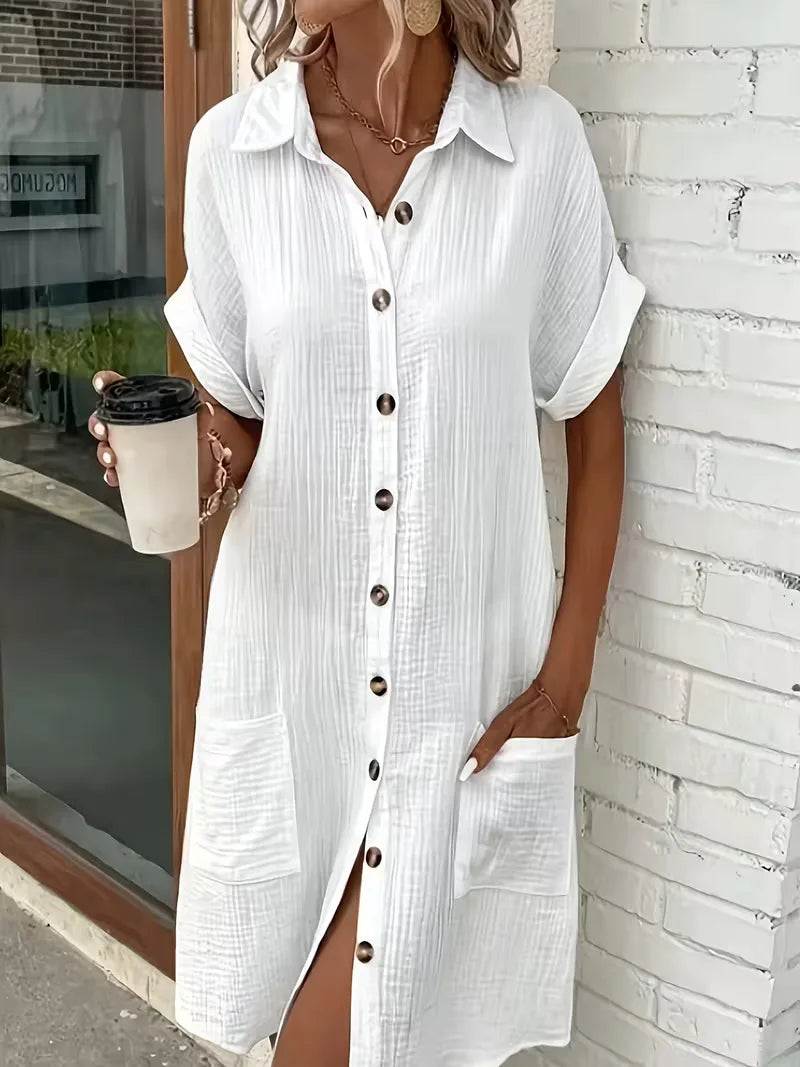 Abito chemisier midi da donna dalla vestibilità comoda