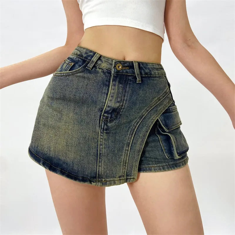 Dagny - Women's High Waist Cargo Skort with Washed Finish - photo 6