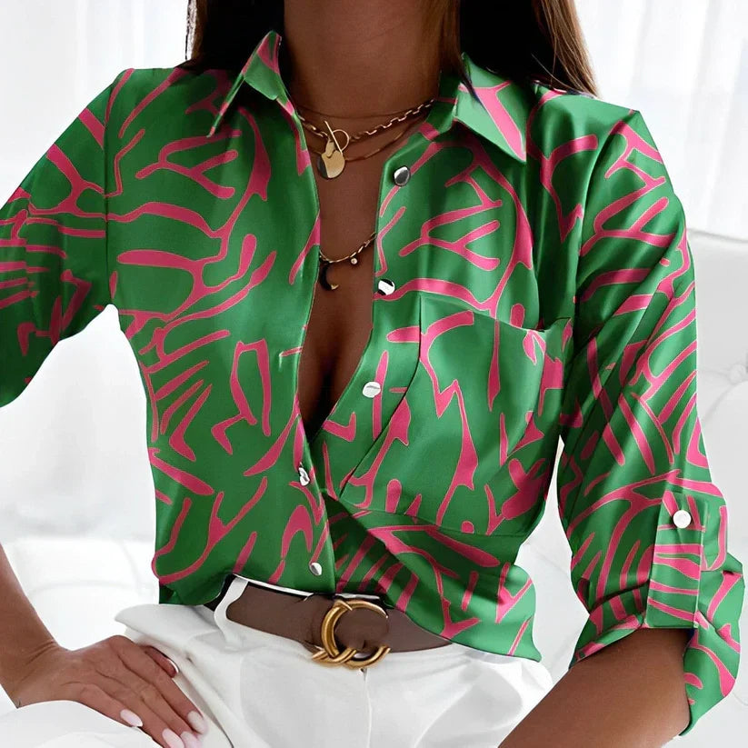 Dalia - Women's Flowing Blouse with Button Front - photo 1