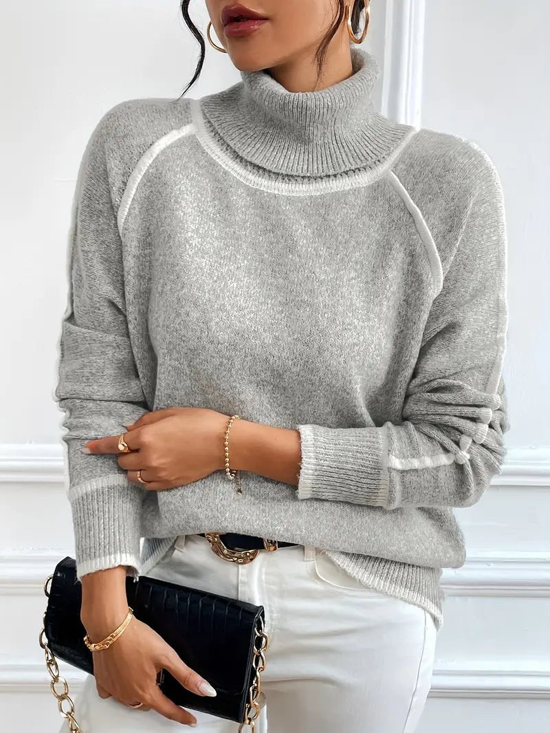 Danae - Women's Jumper in Colour Blocking with Roll Neck - photo 7