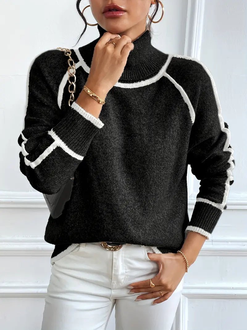 Danae - Women's Jumper in Colour Blocking with Roll Neck - photo 9
