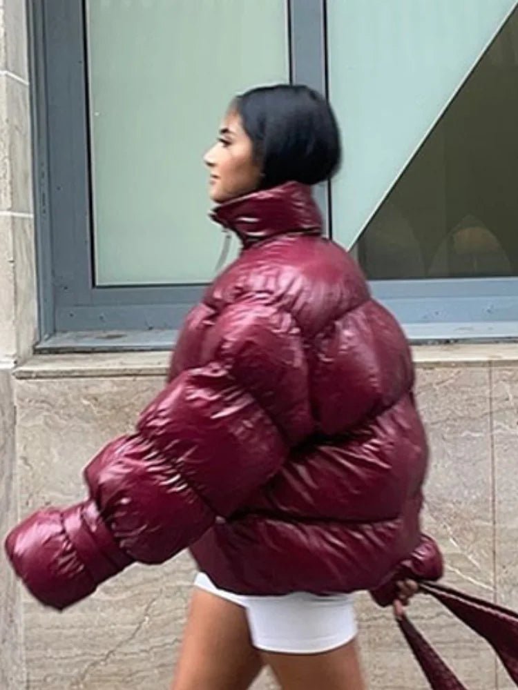 Daphne-Rae - Women's Metallic Puffer Jacket with Zip Front - photo 5