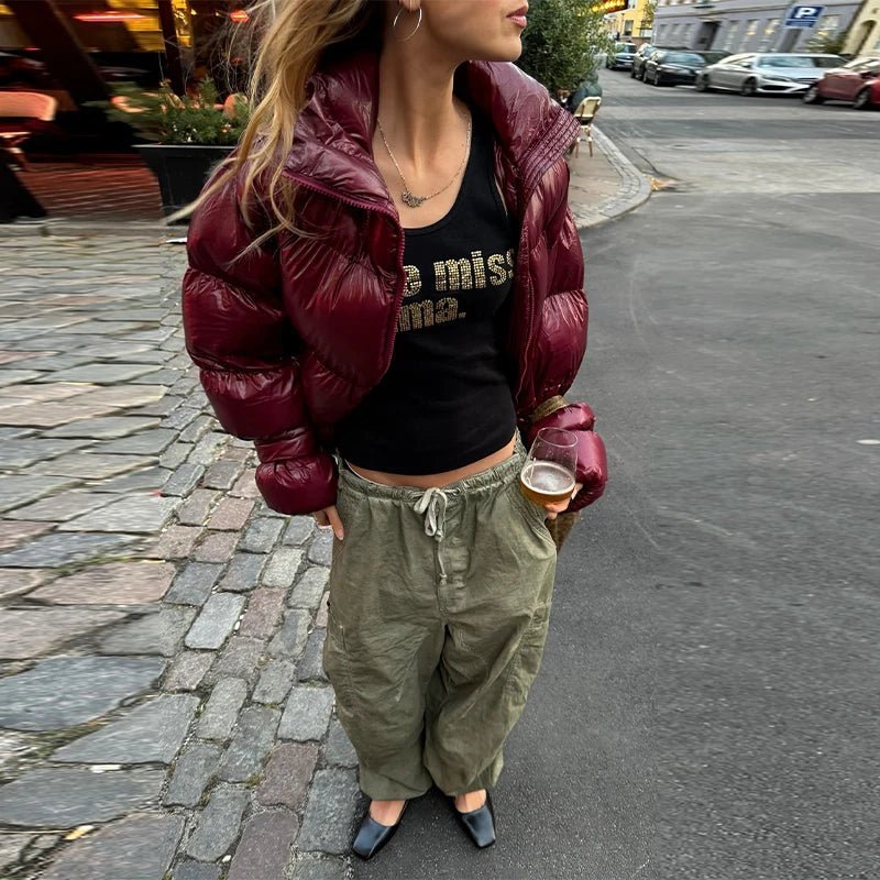 Daphne-Rae - Women's Metallic Puffer Jacket with Zip Front - photo 7