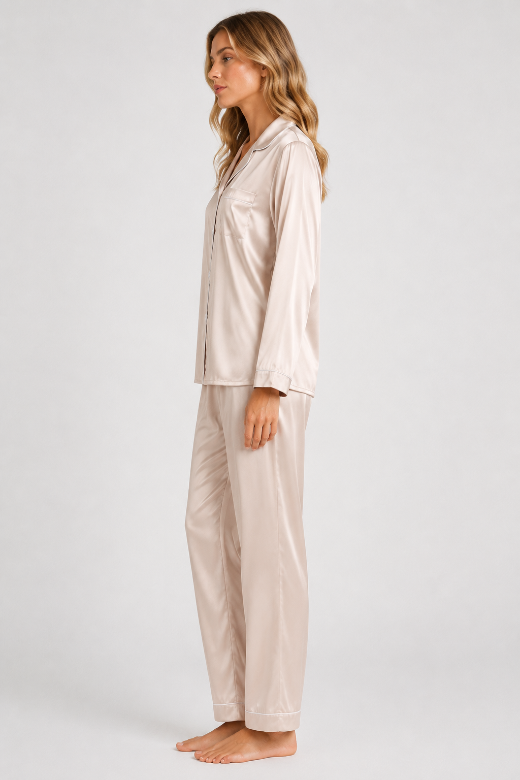 Delia - Women's Satin Pyjama Set with Long Sleeves – view 14