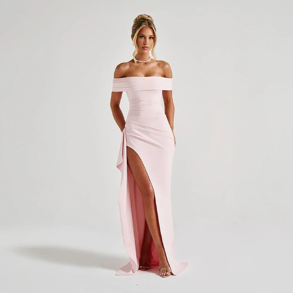 Dora - Women's Off-Shoulder Evening Maxi Dress with Side Slit - photo 1
