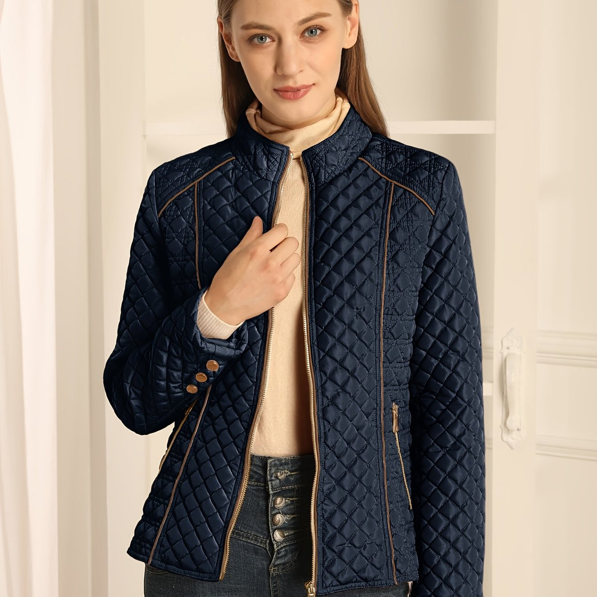 Linnea - Women's Quilted Jacket with Contrast Stitching