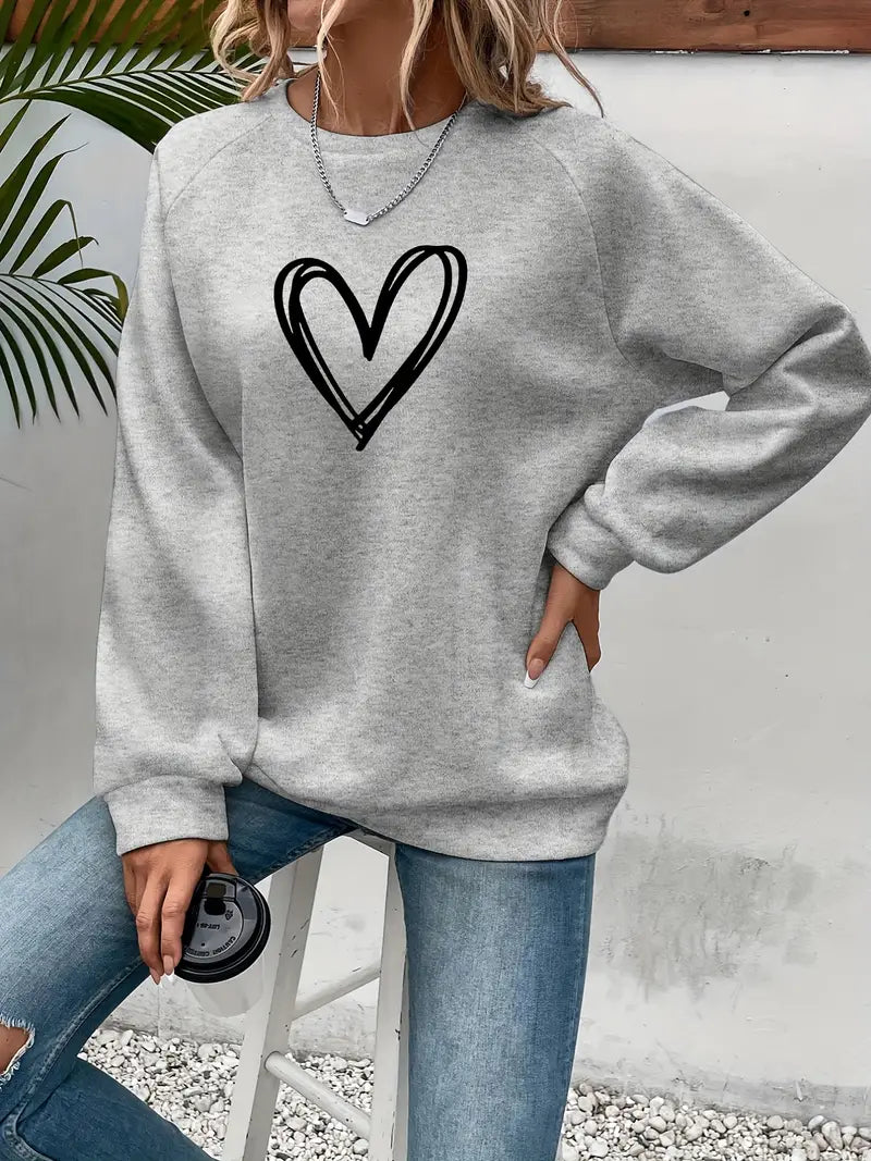 Amber - Women's Heart Print Sweatshirt