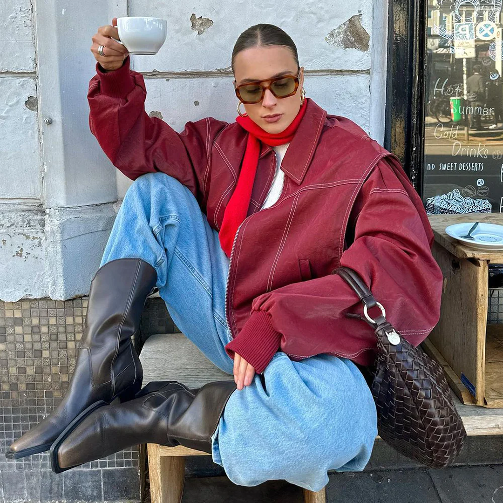 Amari - Women's Oversized Leather Jacket