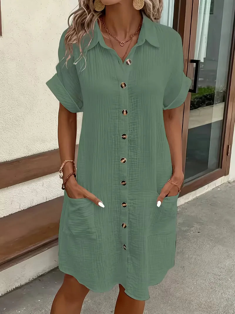 Abito chemisier midi da donna dalla vestibilità comoda