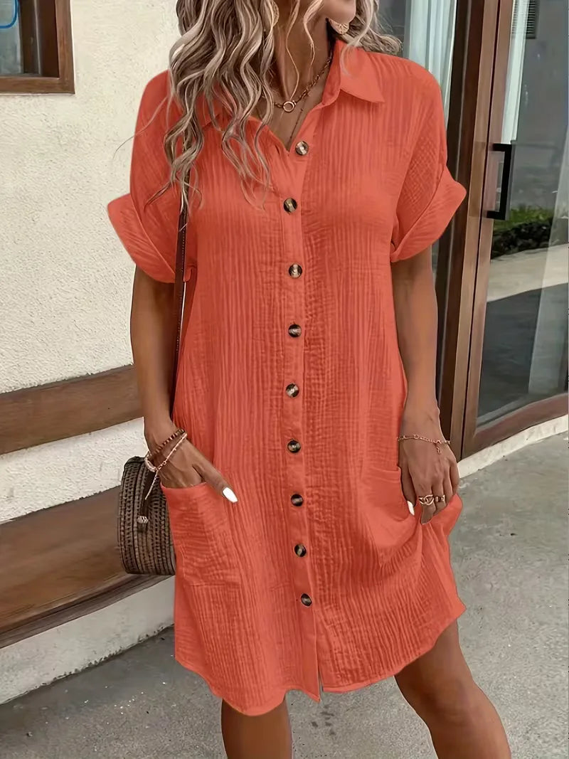 Abito chemisier midi da donna dalla vestibilità comoda