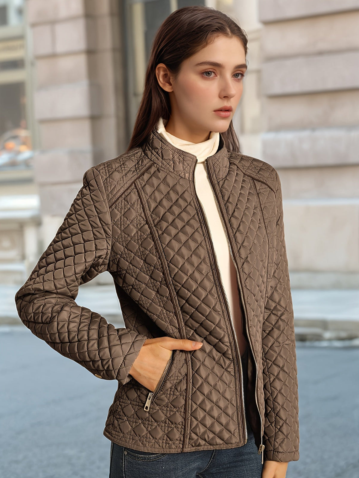 Linnea - Women's Quilted Jacket with Contrast Stitching