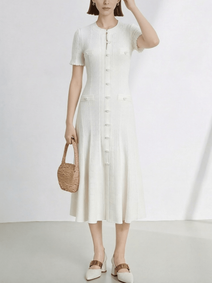 Echo - Women's Dress in Knit with V-Neck - photo 1