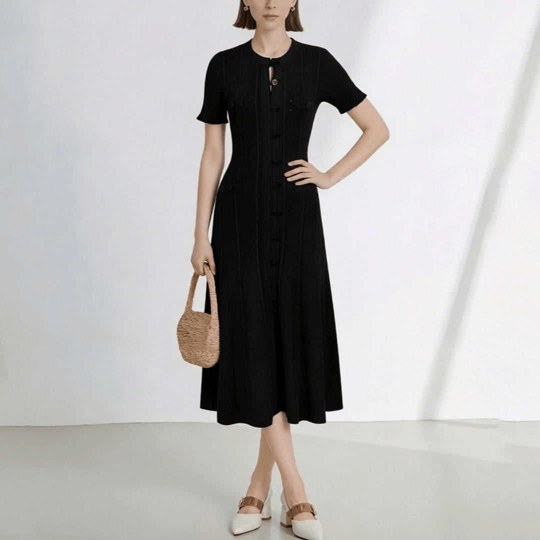 Echo - Women's Dress in Knit with V-Neck - photo 2