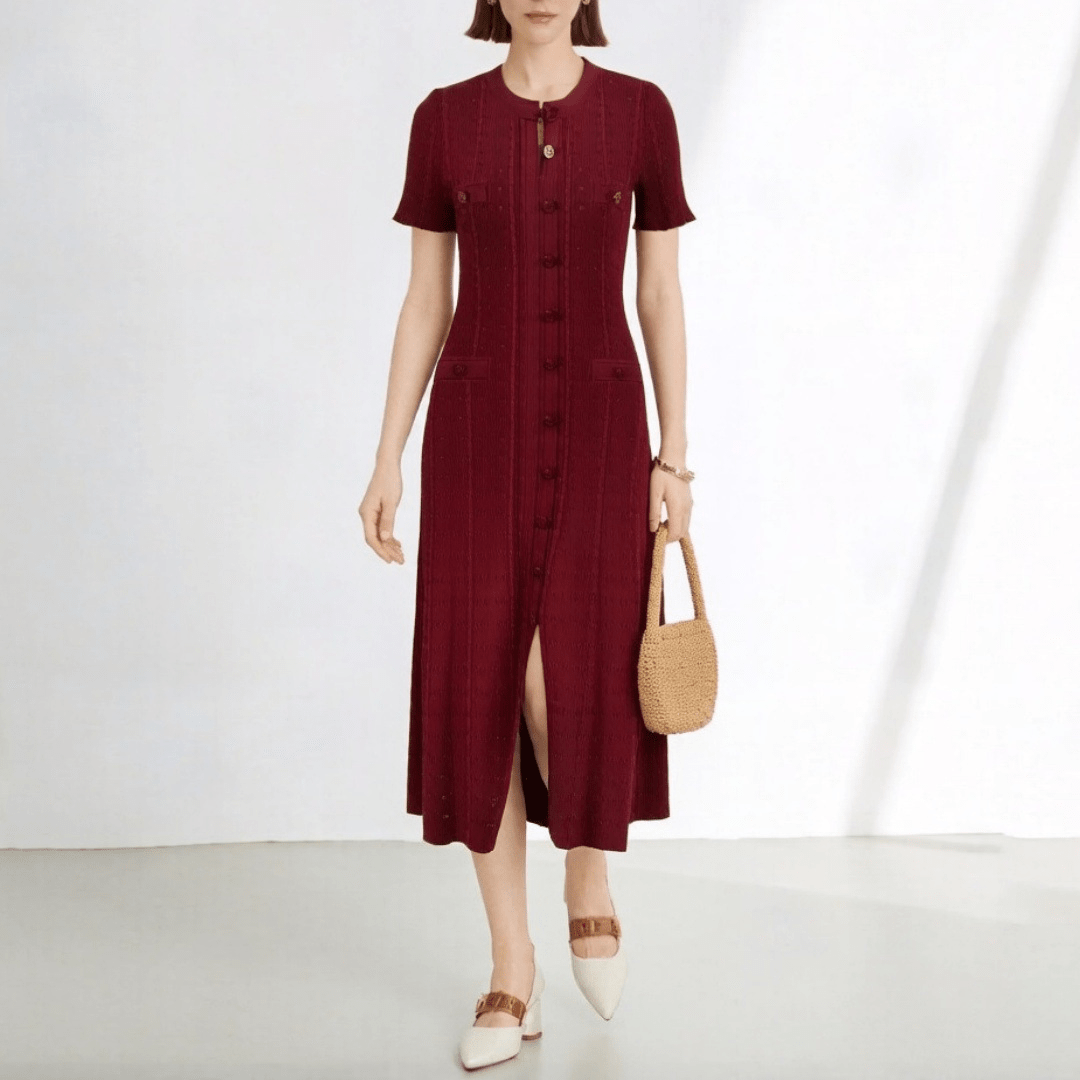 Echo - Women's Dress in Knit with V-Neck - photo 3