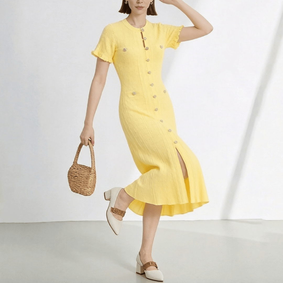 Echo - Women's Dress in Knit with V-Neck - photo 4