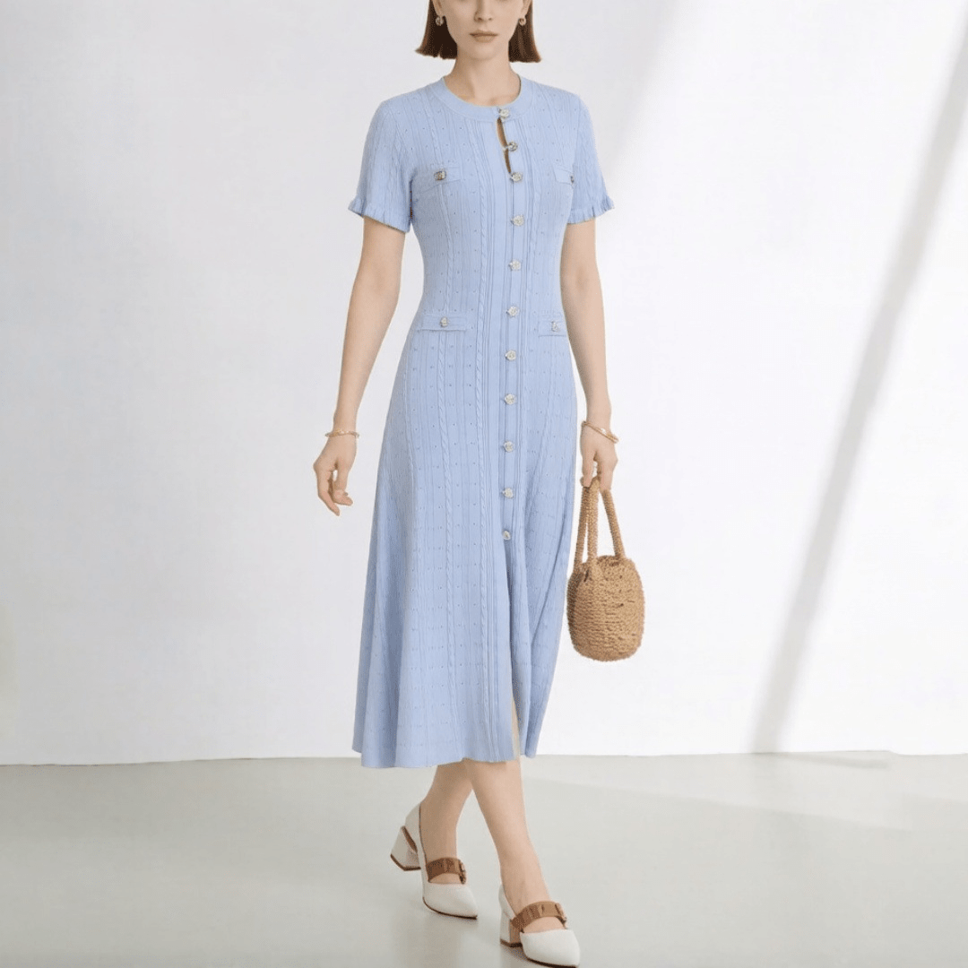 Echo - Women's Dress in Knit with V-Neck - photo 5