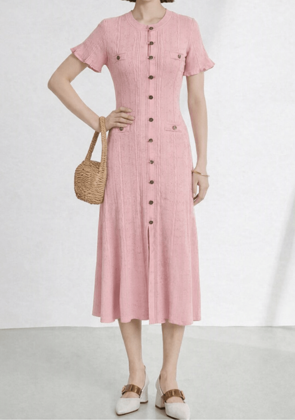 Echo - Women's Dress in Knit with V-Neck - photo 6