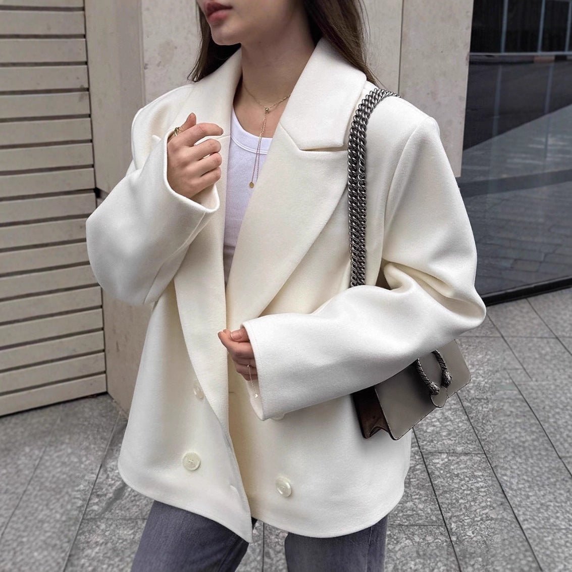 Eden - Women's Relaxed Coat with Ruching - photo 5