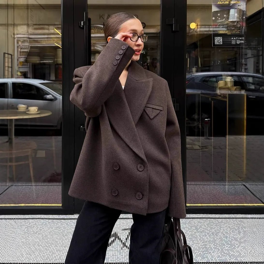 Eden - Women's Relaxed Coat with Ruching - photo 8