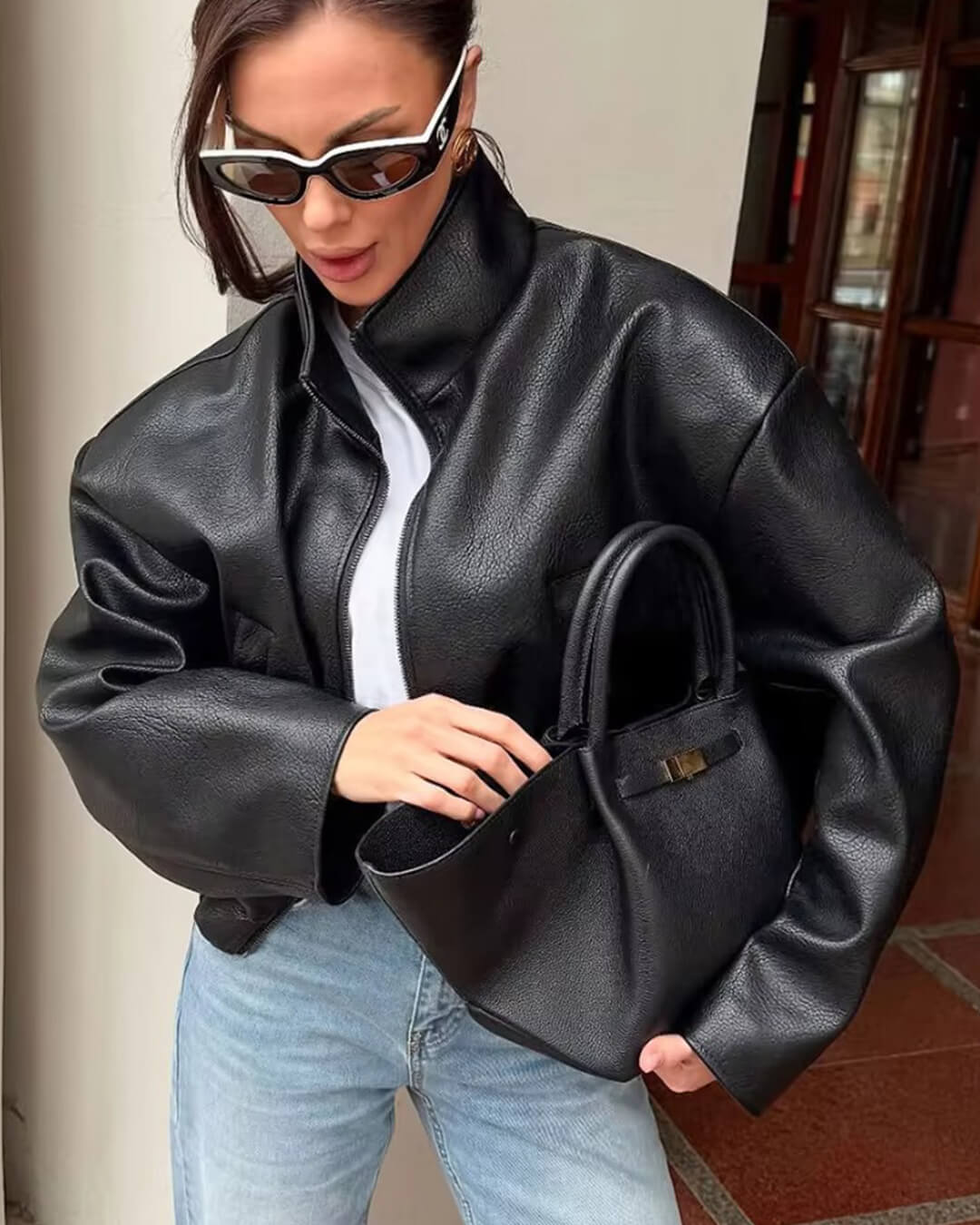 Edie - Women's Relaxed Biker Jacket with Zip Front - photo 1