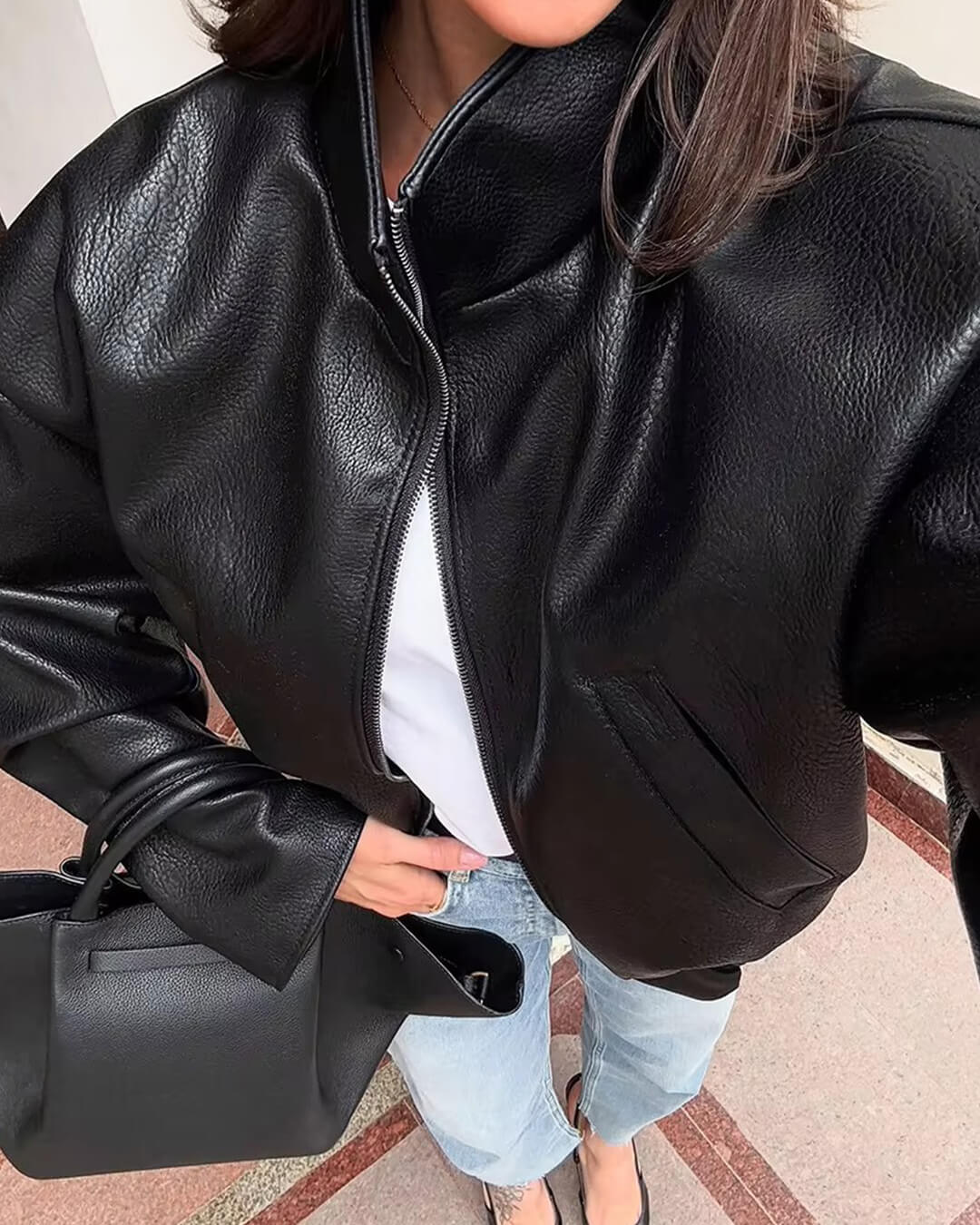 Edie - Women's Relaxed Biker Jacket with Zip Front - photo 3