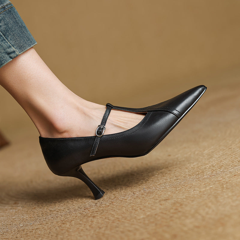 Elke - Women's Vintage T-Strap Pumps with Adjustable Strap