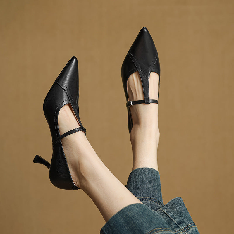 Elke - Women's Vintage T-Strap Pumps with Adjustable Strap