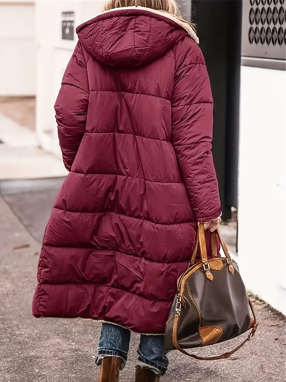 Ellena - Women's Long Open Coat with Teddy Lining