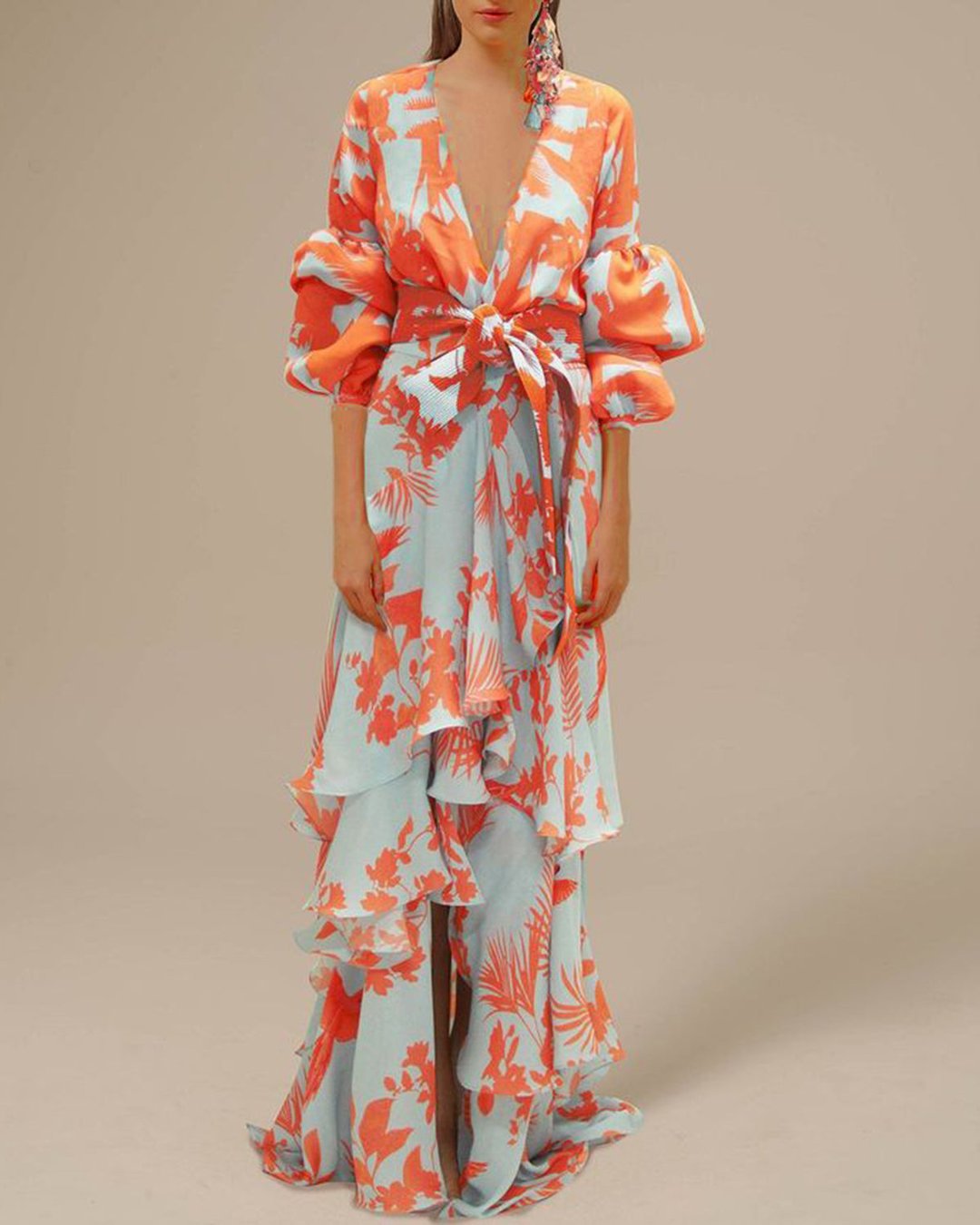 Elodie - Women's Flowing Maxi Dress with Tie Belt - photo 2
