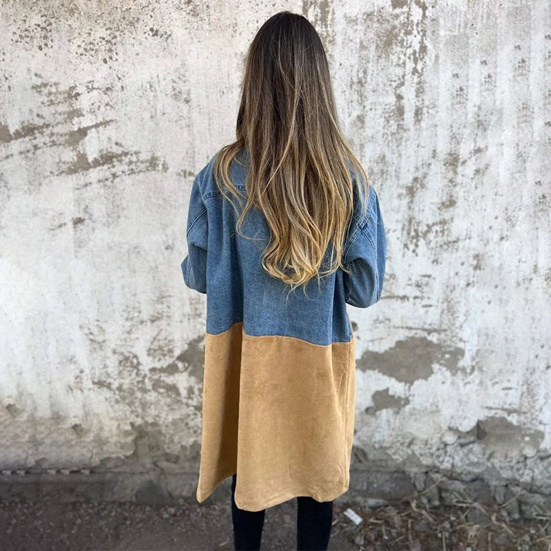 Emlyn - Women's Trench Coat in Denim with Side Pockets - photo 4
