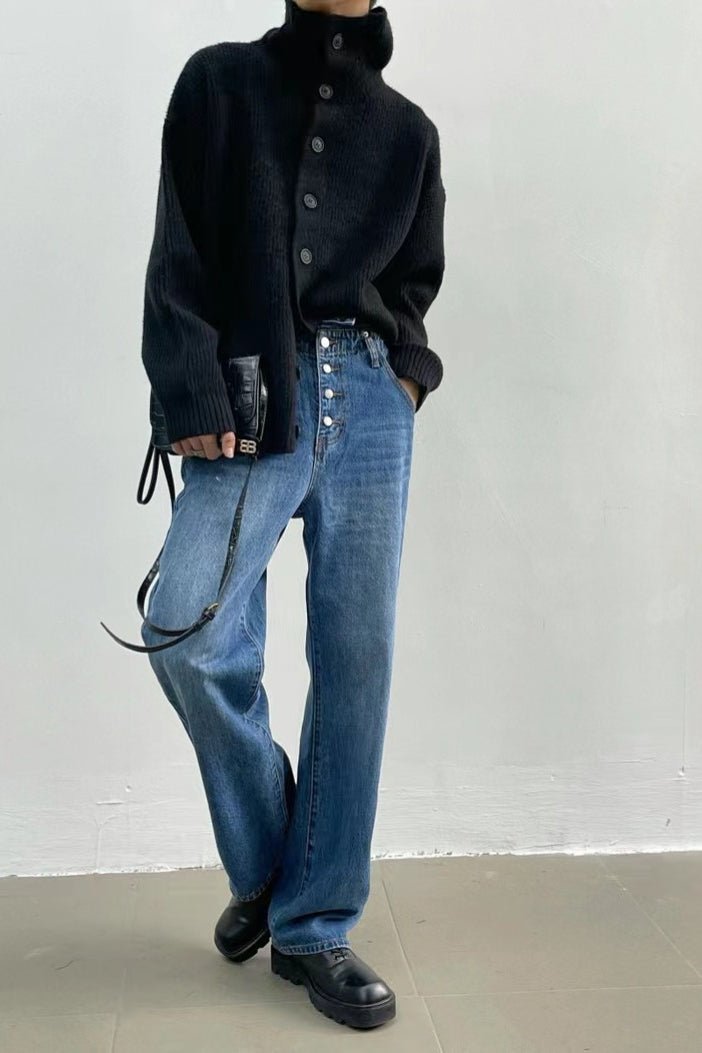 Emma - Women's Relaxed Cardigan in Ribbed Knit with Ruching - photo 2