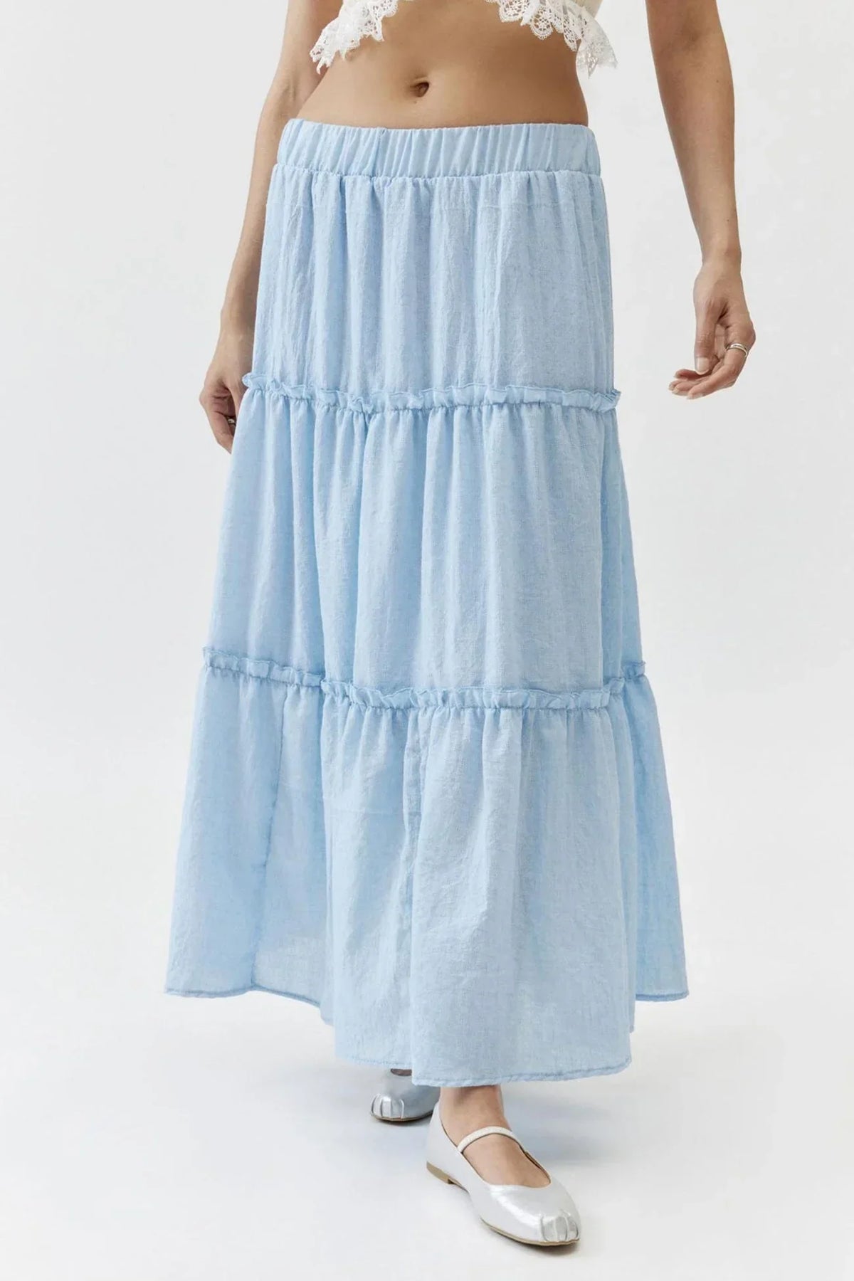 Eugenie - Women's Tiered Boho Maxi Skirt with Elastic Waist - photo 1