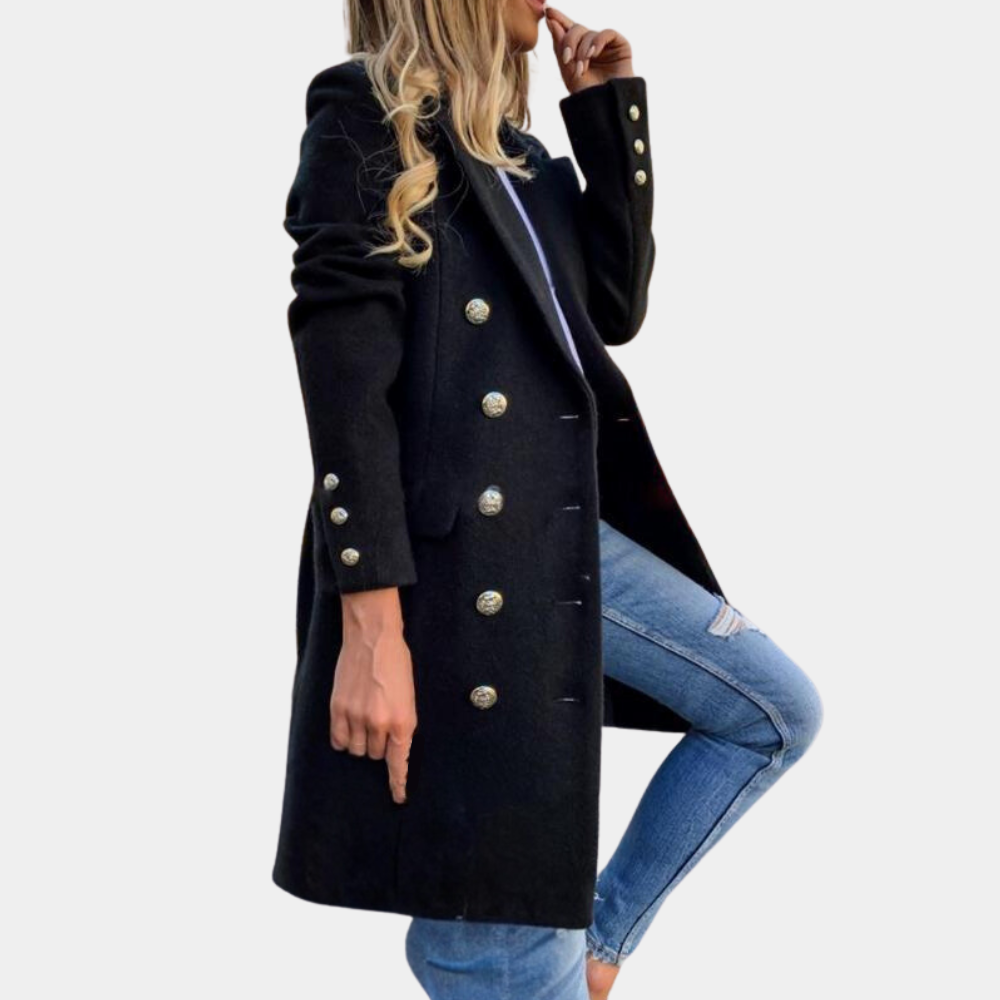 Everly - Women's Trench Coat with Button Front - photo 1