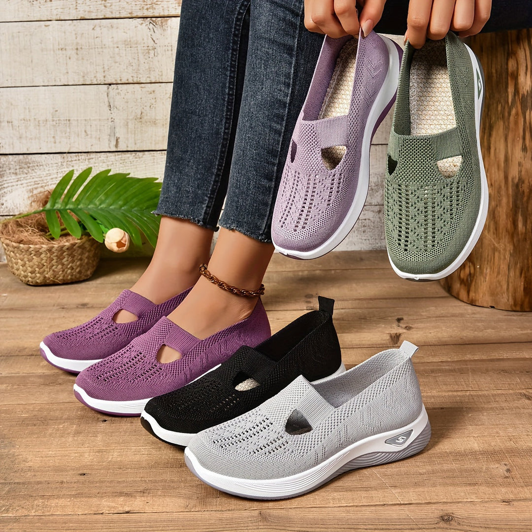 Women's Knit Slip-On Trainers with Cushioned Sole