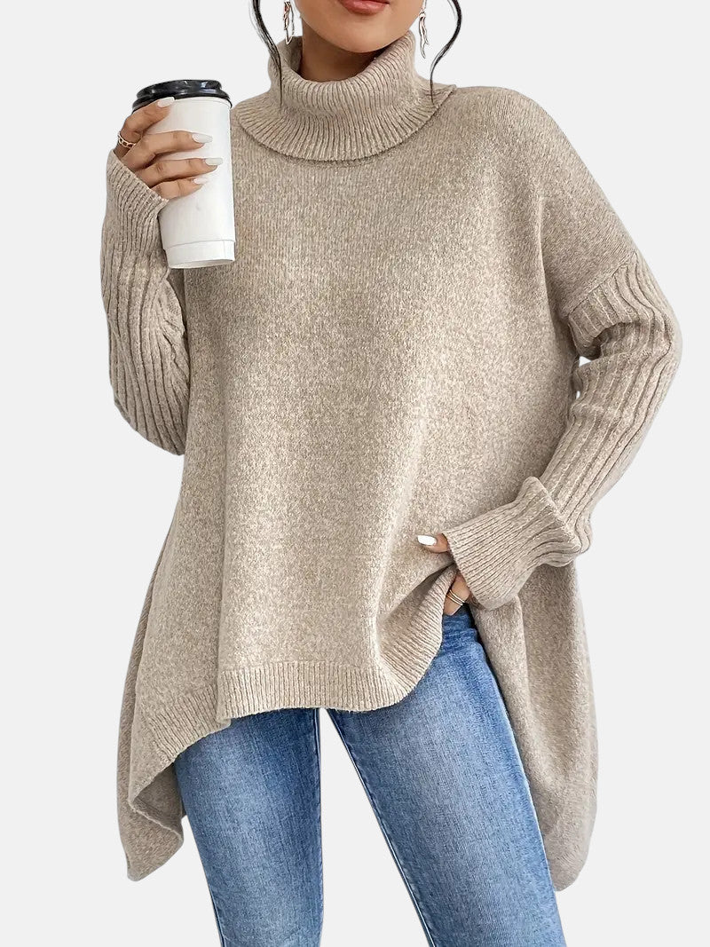 Faye - Women's Oversized Jumper with Asymmetric Hem - photo 1