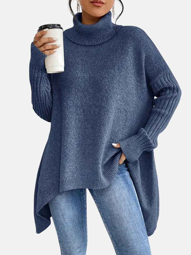Faye - Women's Oversized Jumper with Asymmetric Hem - photo 2