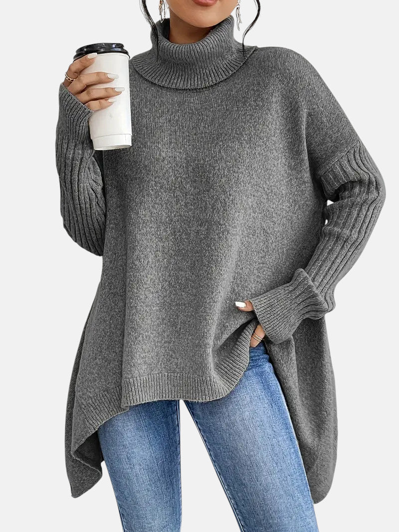 Faye - Women's Oversized Jumper with Asymmetric Hem - photo 3