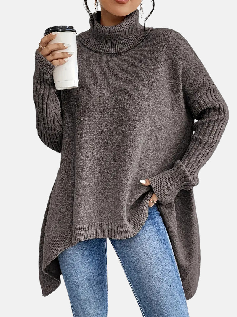 Faye - Women's Oversized Jumper with Asymmetric Hem - photo 4