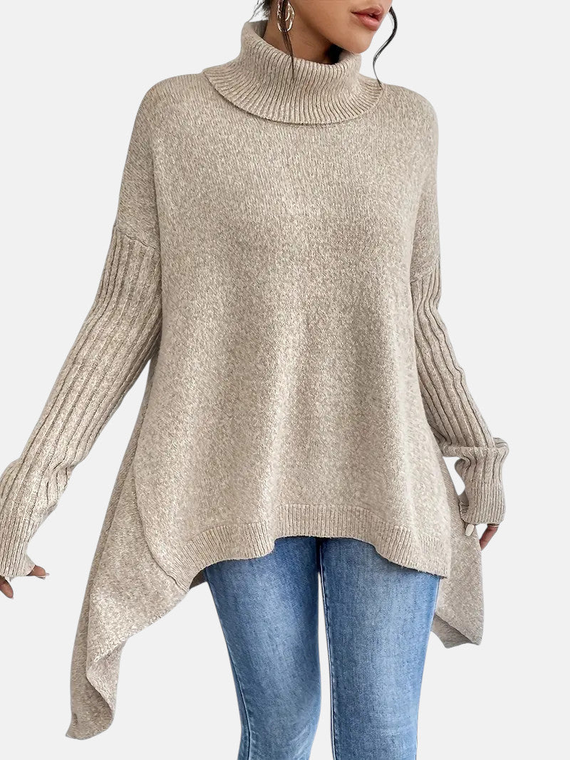 Faye - Women's Oversized Jumper with Asymmetric Hem - photo 8