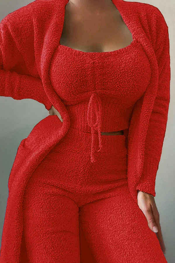 Hazel - Women's Fuzzy Three-Piece Lounge Set